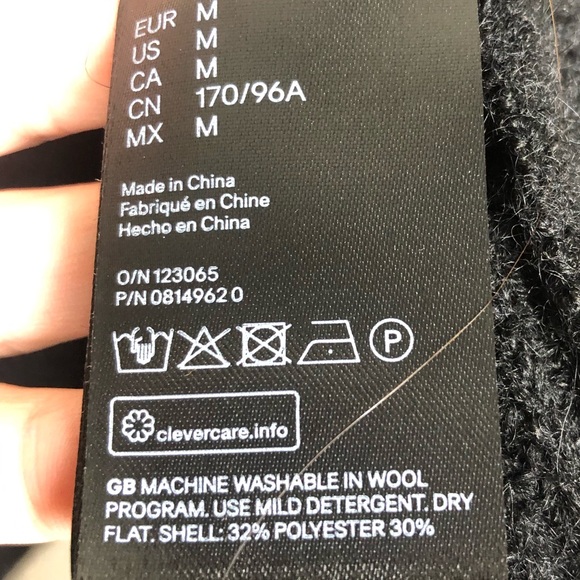 H&M Cozy Black Balloon Sleeve Peplum Alpaca Blend Sweater Washable Wool Medium - Picture 7 of 7